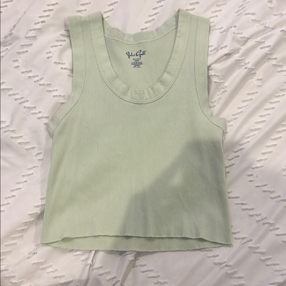 Brandy Melville Green Sleeveless Ribbed Fitted Tank Top